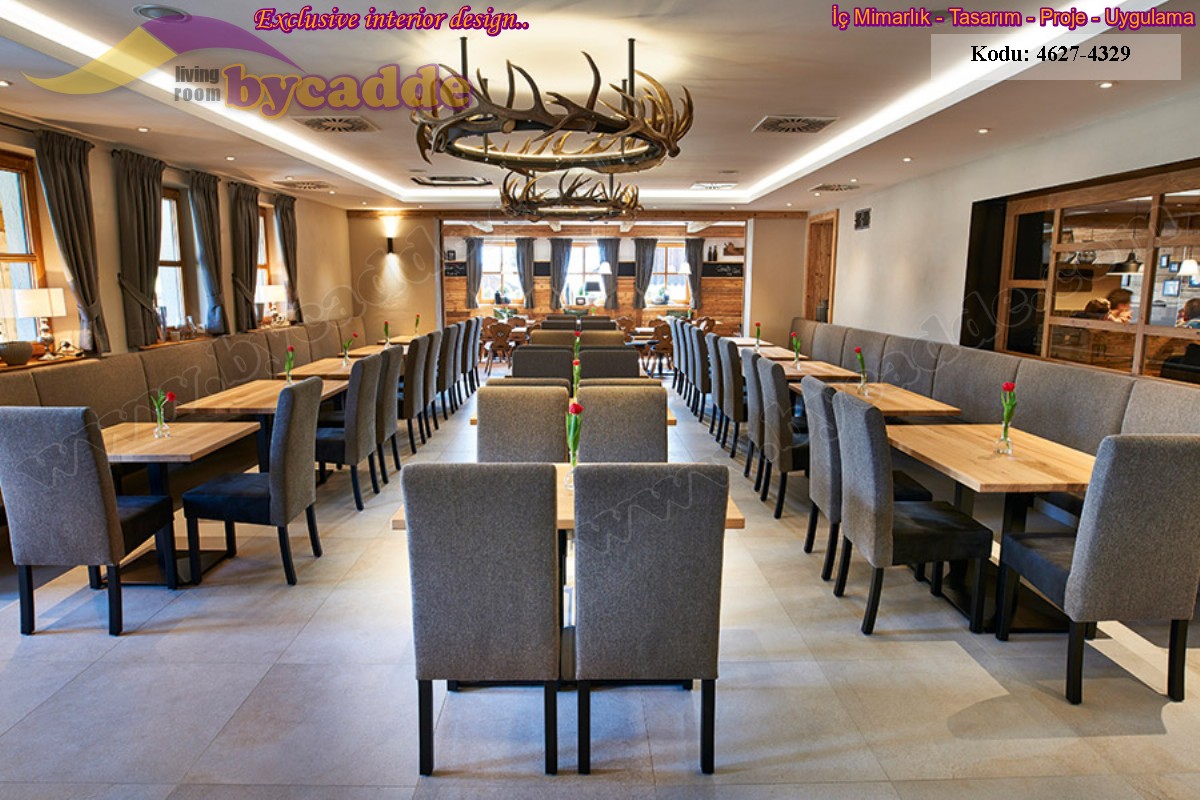 Modern Lüks Restoran Tasarımı Masa Sandalye Sedir Koltuklar