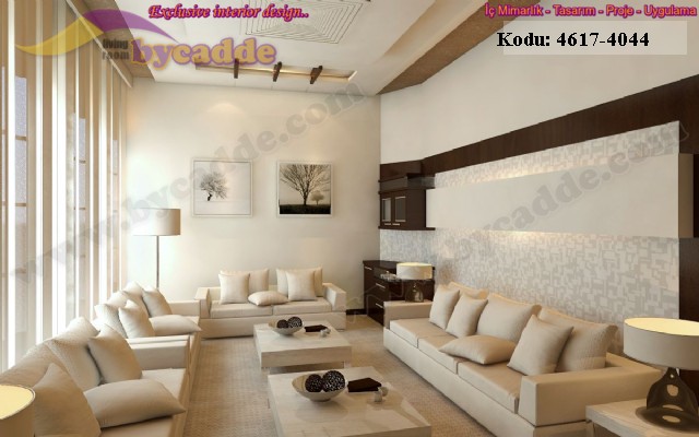 Beyaz Modern Salon Oturma Odası Tasarımı