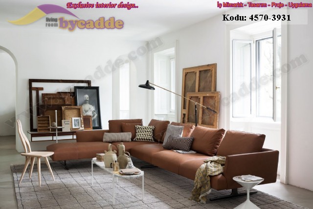 Lüks Modern Deri Stüdyo Ofis Köşe Koltuk Takımı